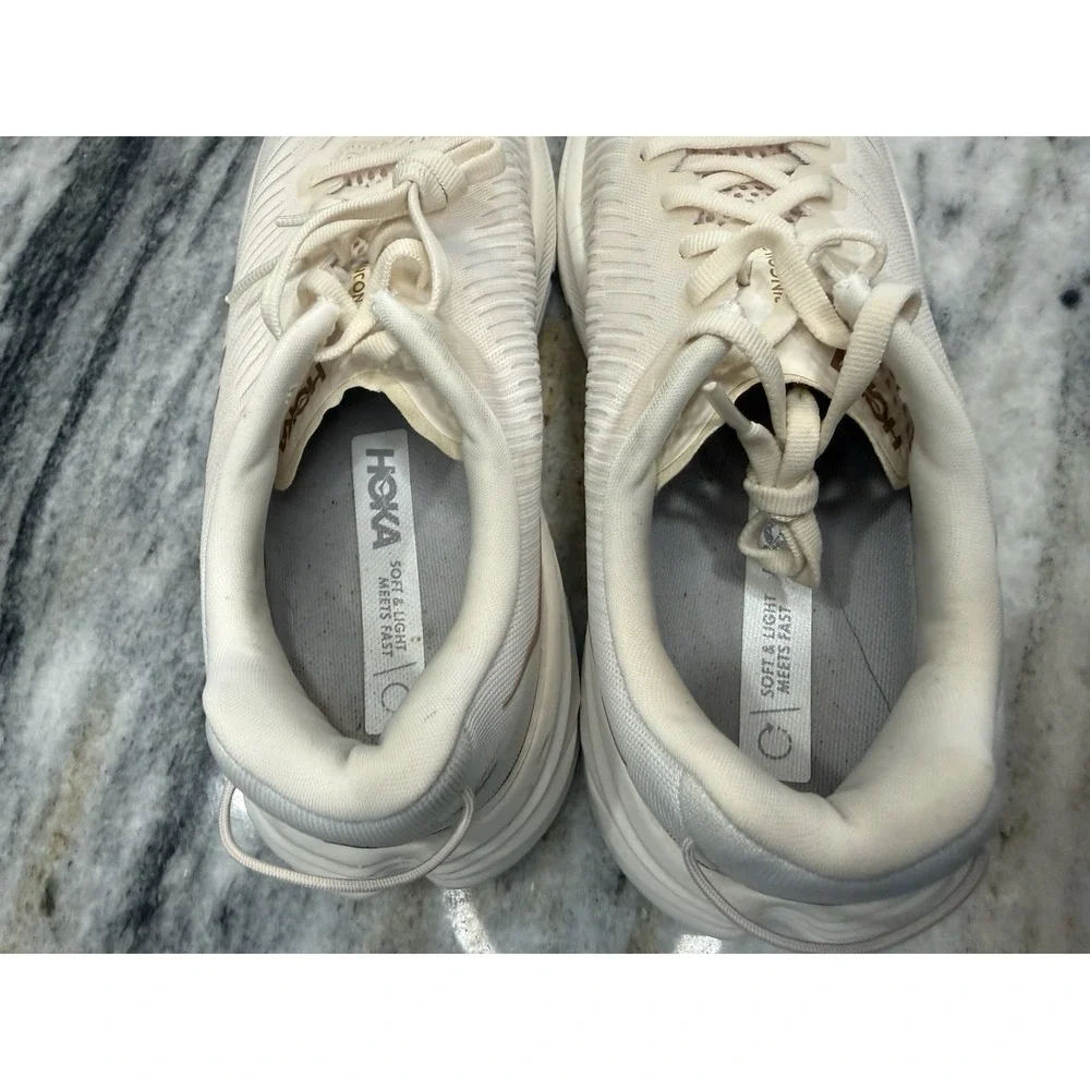 Hoka Rincon 3 Rose Gold with Metallic Rose Gold Branding Women's 7